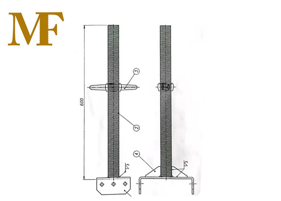 Υλικά σκαλωσιάς Κορέα 42.7mm επικεφαλής Jack βάση 600mm του U μήκος